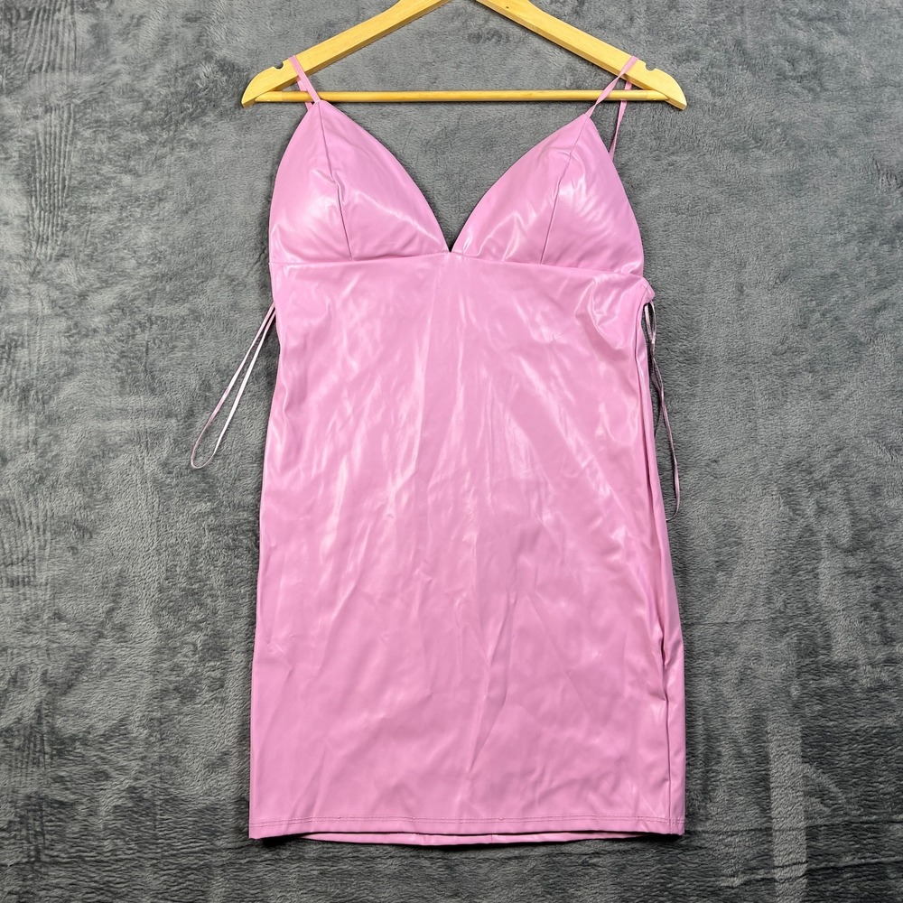 Fashion Nova Wanting Me Back Faux Leather Mini Dress Womens XL Pink Padded Bra